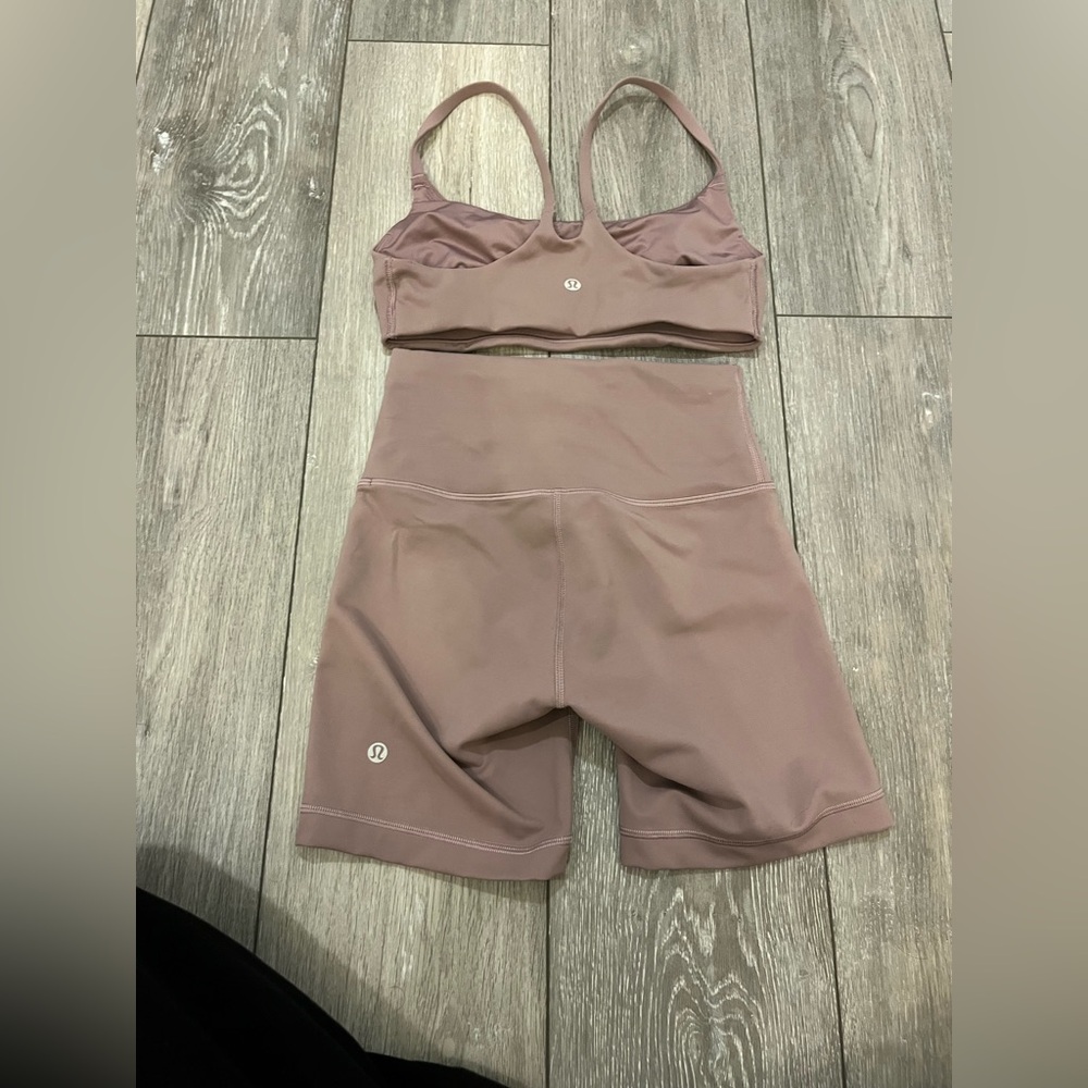lululemon athletica Mauve High-Rise Biker Shorts with Matching Bralette - Picture 2 of 7